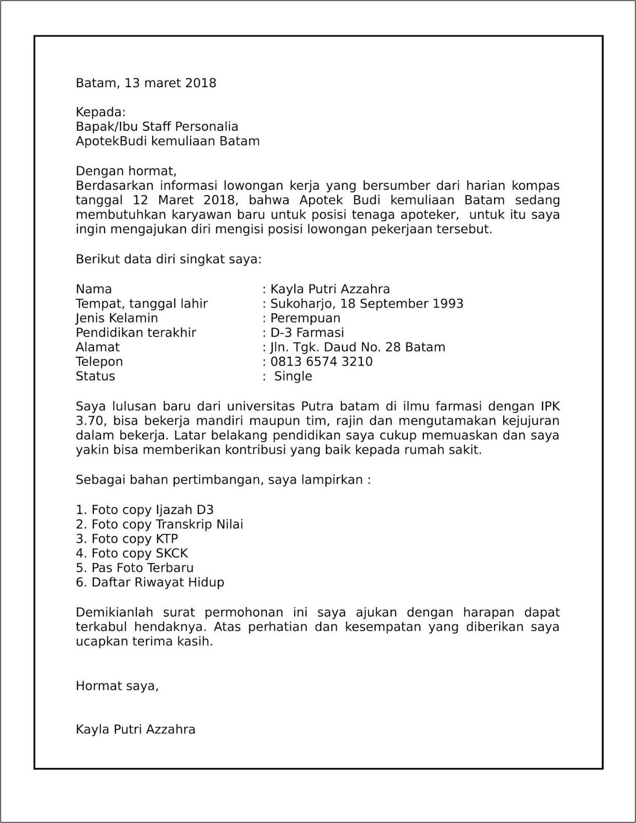 Contoh Surat Iklan Lowongan Pekerjaan Ditujukan Ke Baku