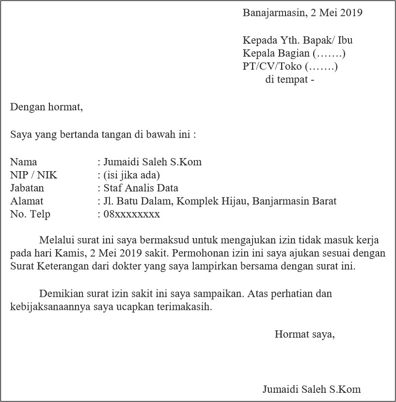 Contoh Surat Izin Dari Suami Untuk Bekerja