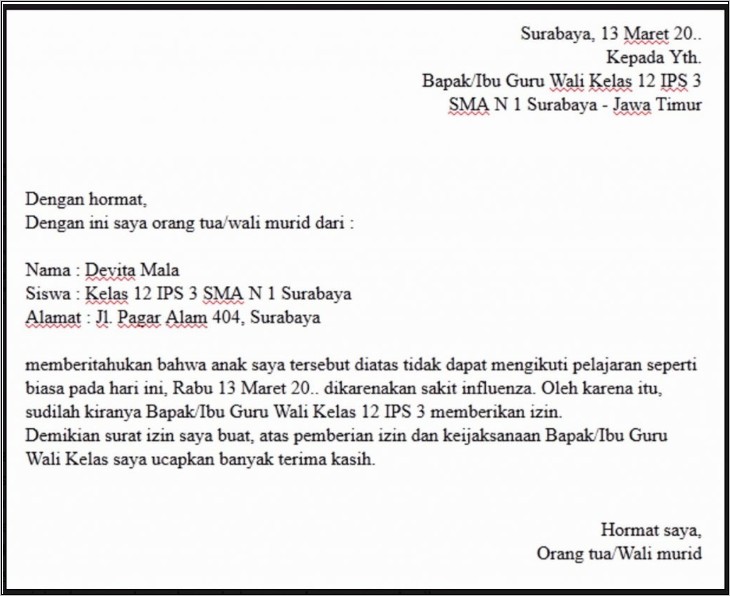 Contoh Surat Izin Kerja Acara Keluarga