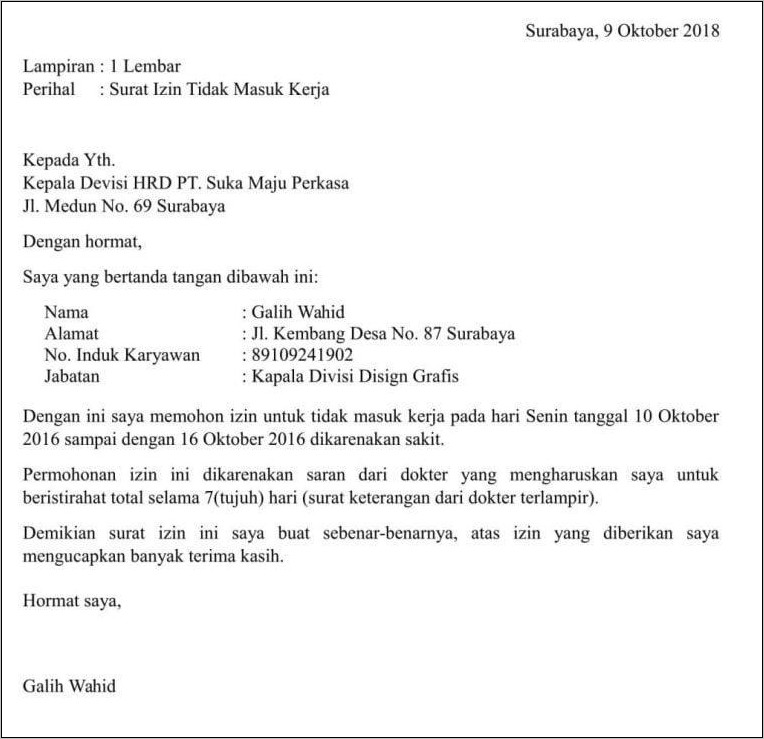 Contoh Surat Izin Kuliah Dari Tempat Kerja Untuk Ikut Seminar