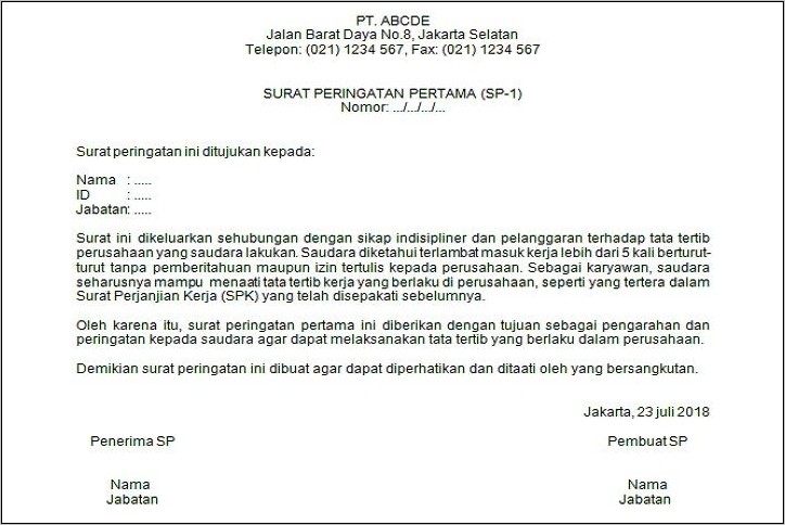 Contoh Surat Izin Pulang Lebih Awal Kerja