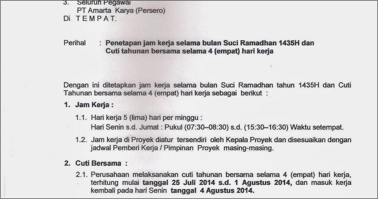 Contoh Surat Izin Pulang Pada Jam Kerja