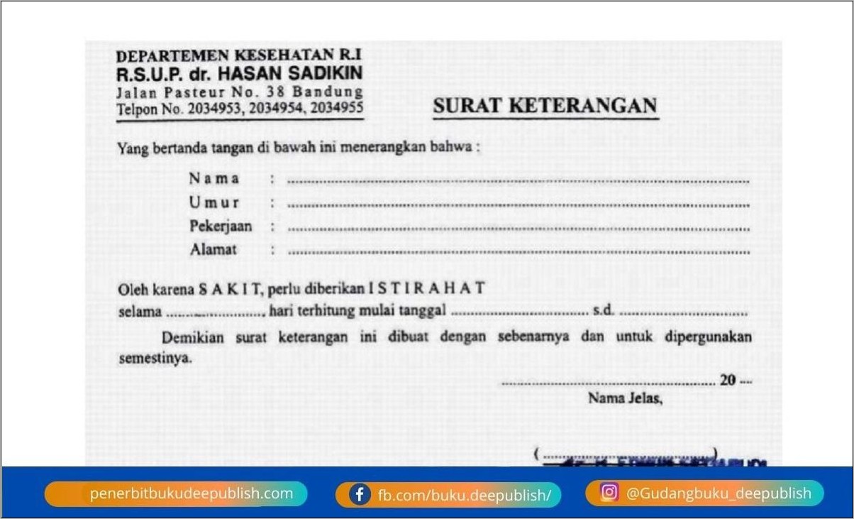 Contoh Surat Izin Tidak Bekerja Karena Sakit