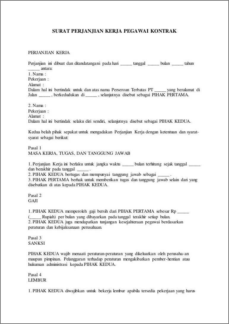 Contoh Surat Kehilangan Kontrak Kerja