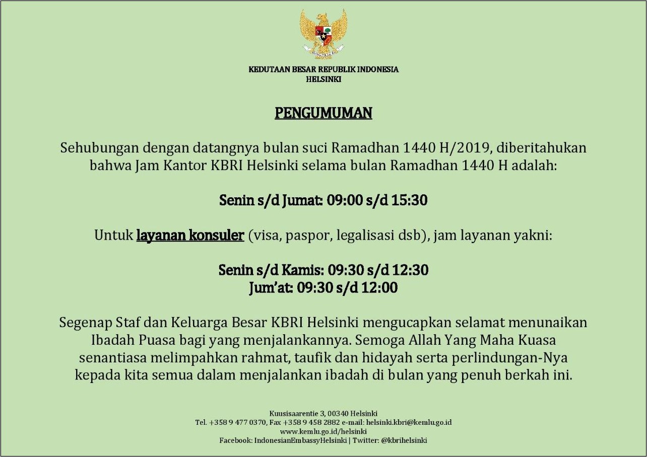 Contoh Surat Keputsa Jam Kerja Di Bulan Ramadhan