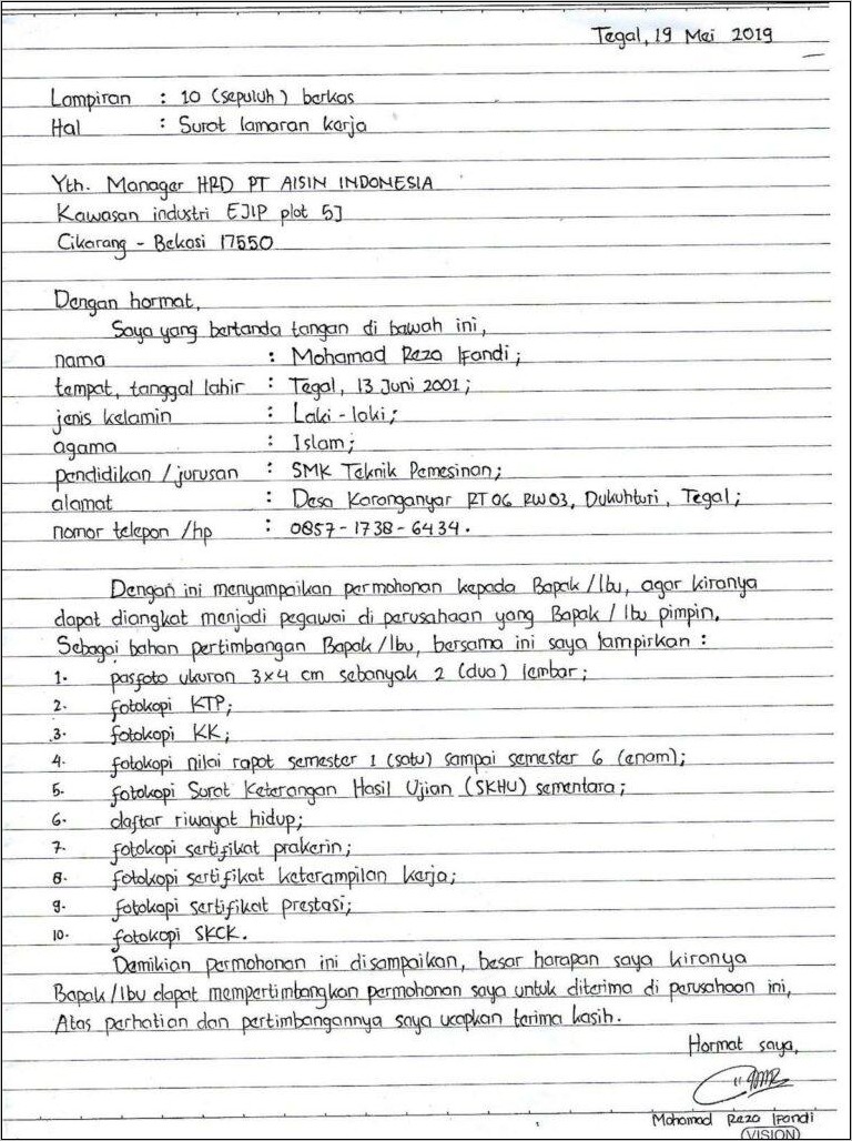 Contoh Surat Kerja Dari Perusahaan