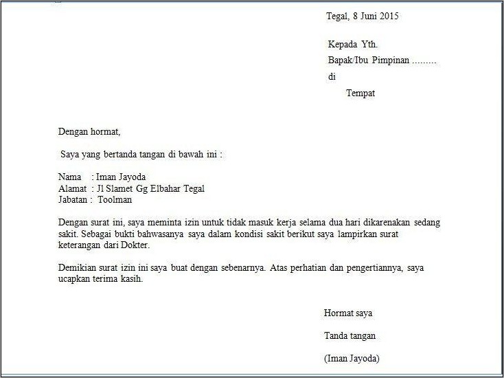 Contoh Surat Kerja Dokter