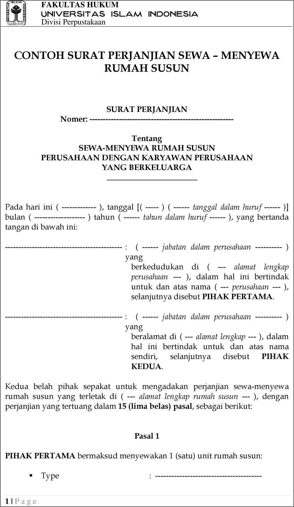 Contoh Surat Kerja Sama Sewa Pajangan