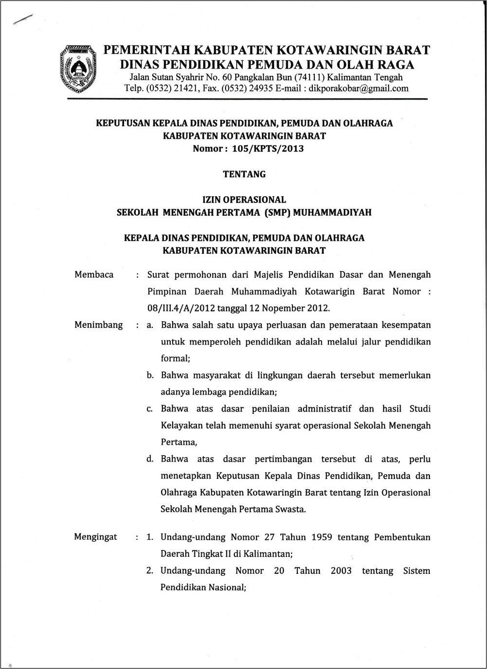 Contoh Surat Kerja Sma Dengan Pdm Muhammadiyah