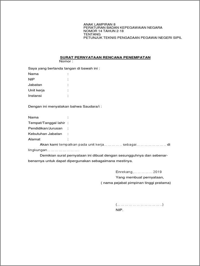 Contoh Surat Keterangan Dari Pimpinanan Unit Kerja