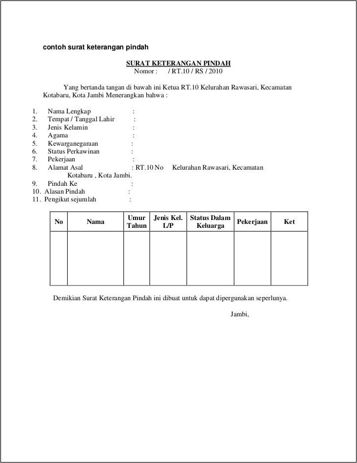 Contoh Surat Keterangan Domisili Kerja