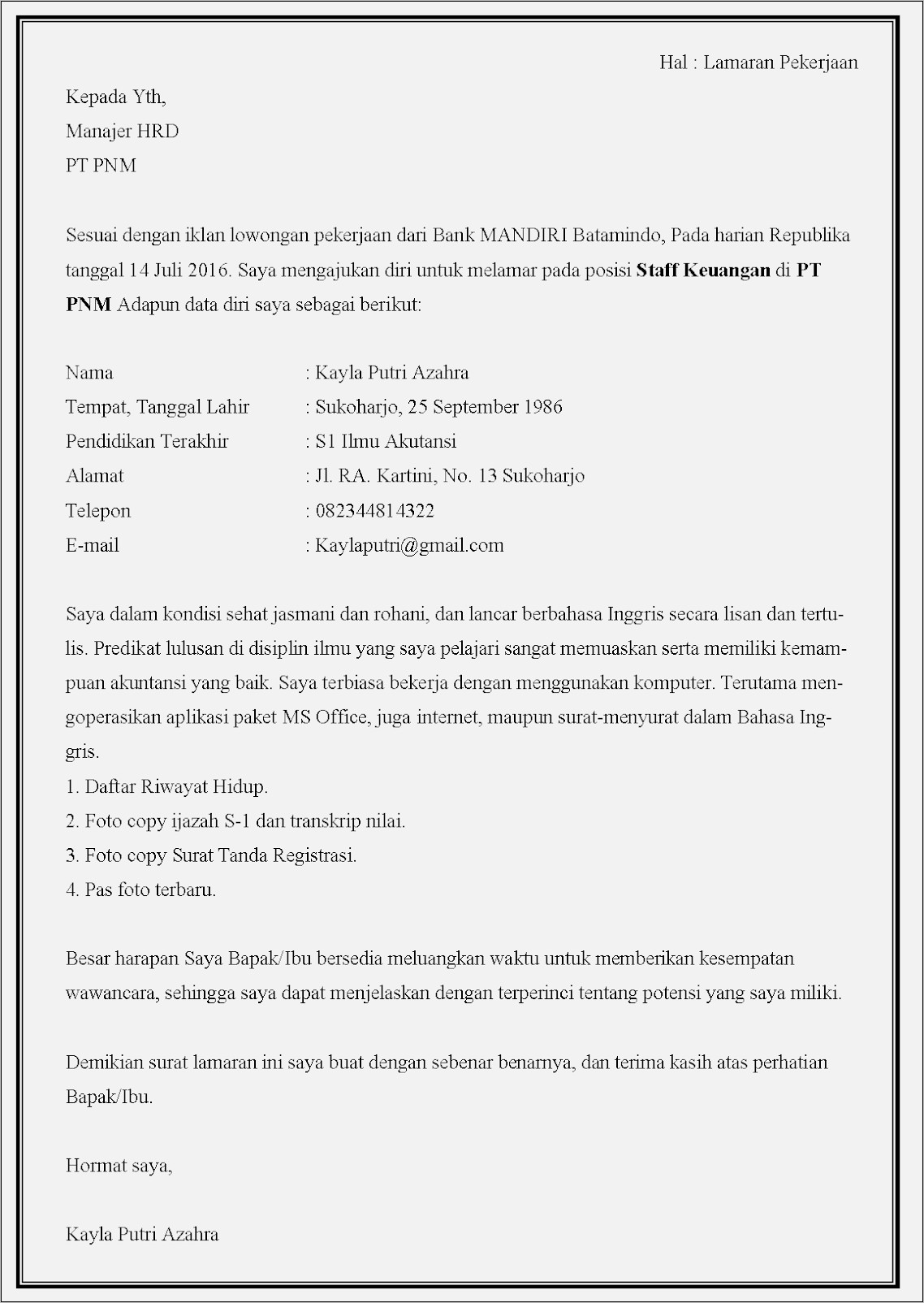 Contoh Surat Keterangan Kerja Di Bumn