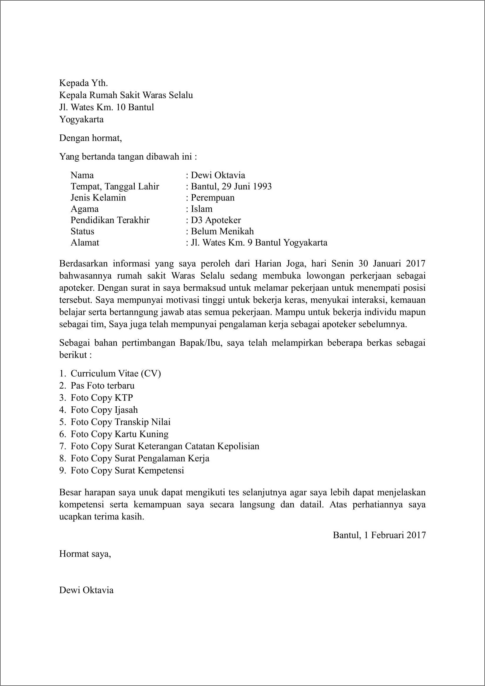 Contoh Surat Keterangan Kerja Di Restoran