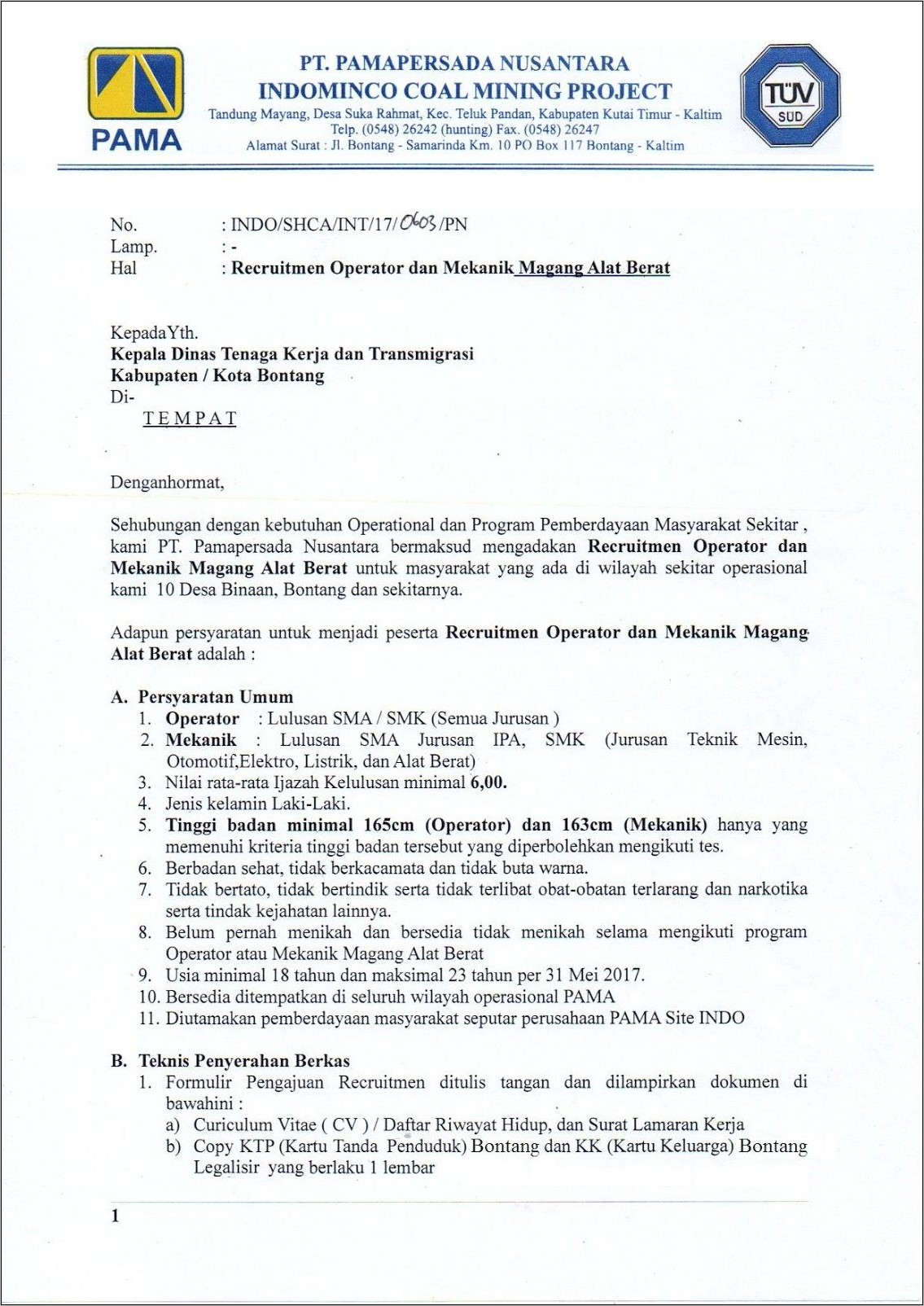 Contoh Surat Keterangan Kerja Tanpa Kop Surat