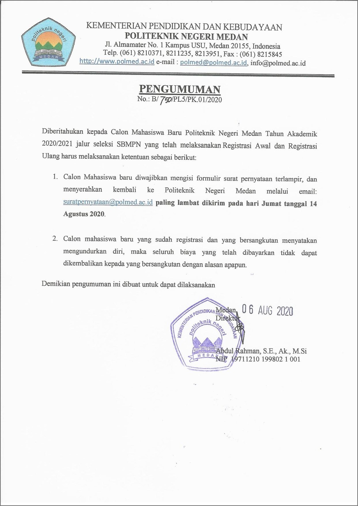 Contoh Surat Keterangan Kerja Untuk Daftar Kuliah