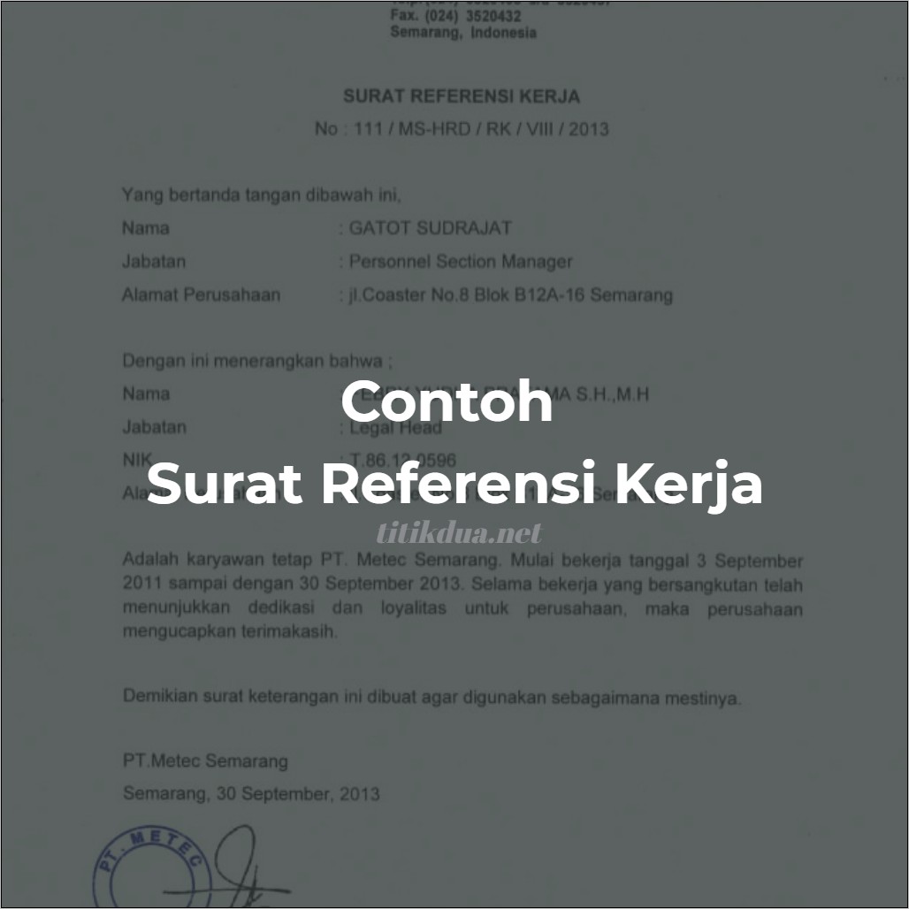 Contoh Surat Keterangan Kerja Yang Benar