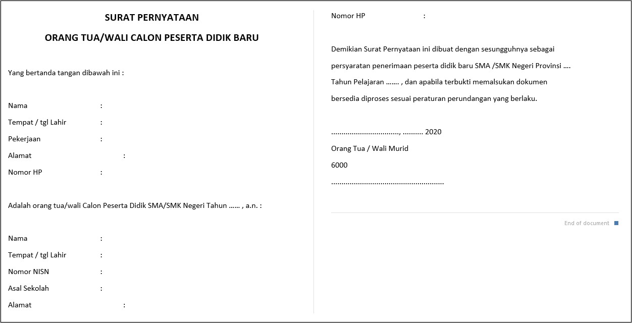 Contoh Surat Keterangan Modal Kerja