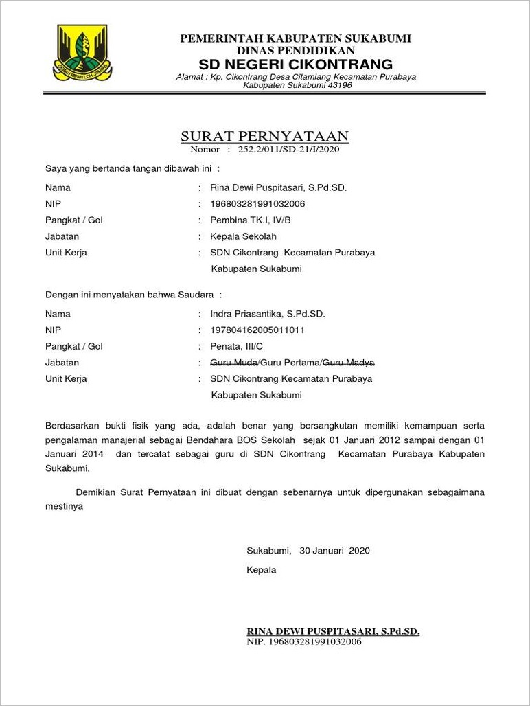 Contoh Surat Keterangan Pengalamam Kerja