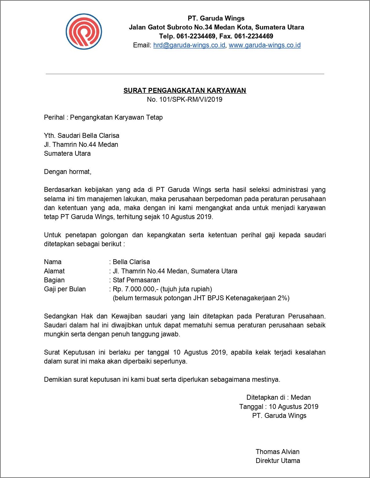 Contoh Surat Keterangan Sedang Bekerja