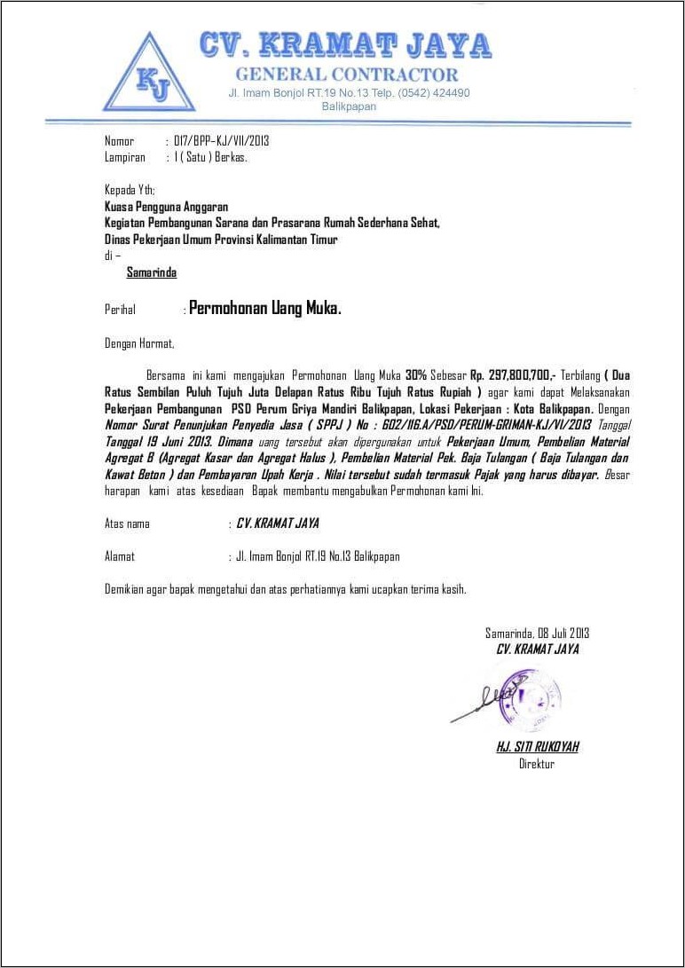 Contoh Surat Konfirmasi Pekerjaan Pemerintah