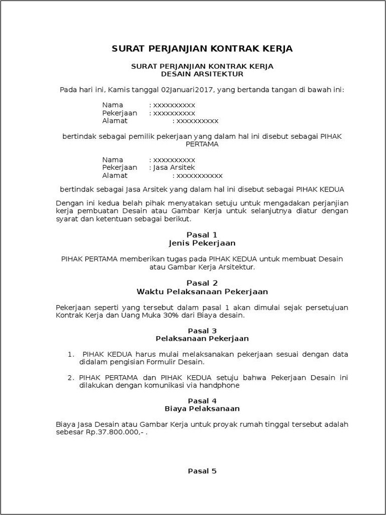 Contoh Surat Kontrak Kerja Dengan Mandor