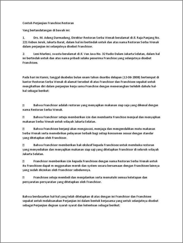 Contoh Surat Kontrak Kerja Kasir