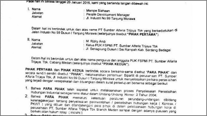 Contoh Surat Kontrak Kerja Pegawai Toko
