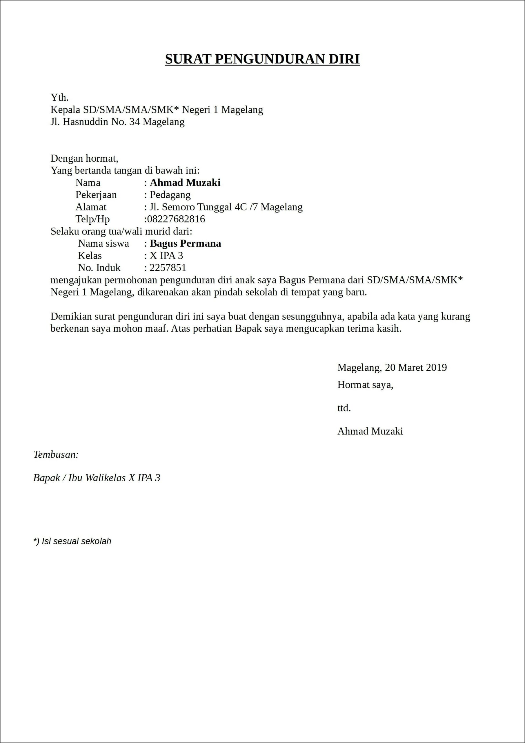 Contoh Surat Kuasa Pengunduran Diri Kerja
