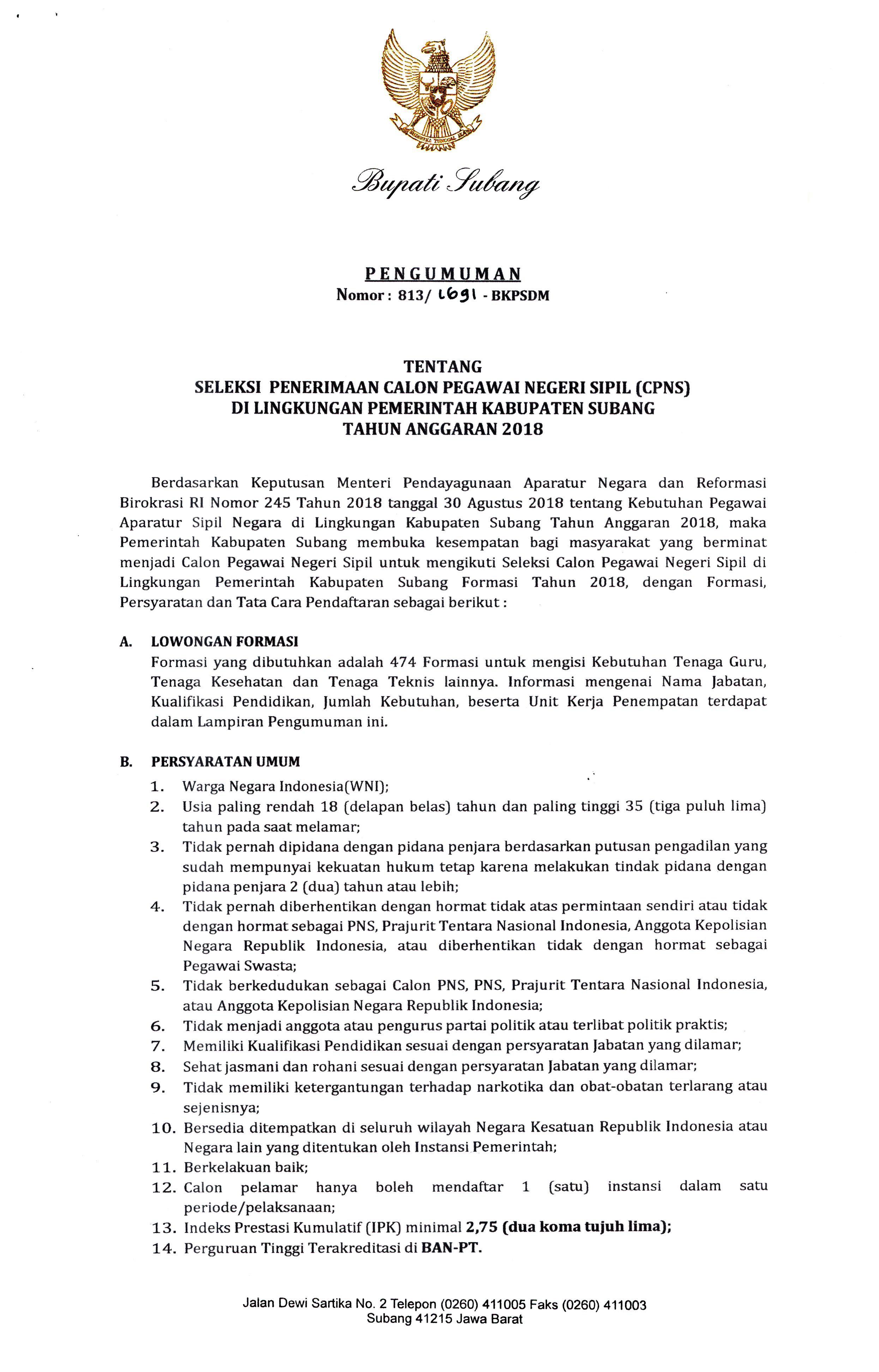 Contoh Surat Lamaran Cpns Kabupaten Indramayu