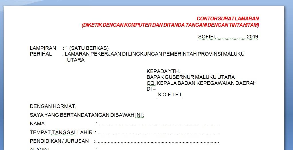 Contoh Surat Lamaran Cpns Kabupaten Kota