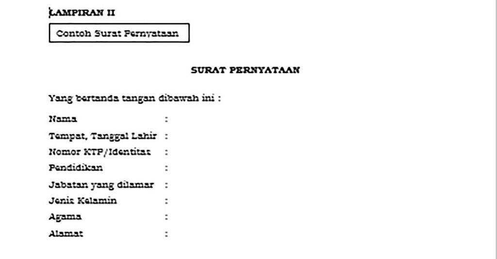 Contoh Surat Lamaran Cpns Kabupaten Pekalongan