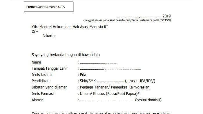 Contoh Surat Lamaran Cpns Ke Bkn 2019