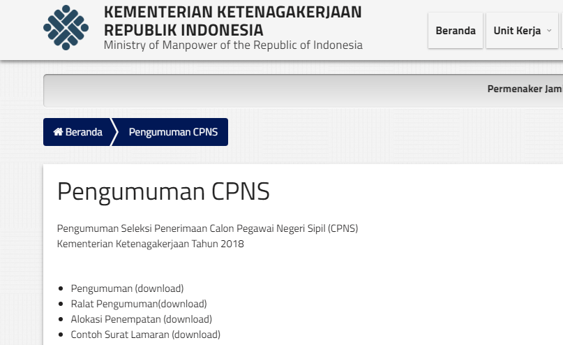 Contoh Surat Lamaran Cpns Ke Kemnaker