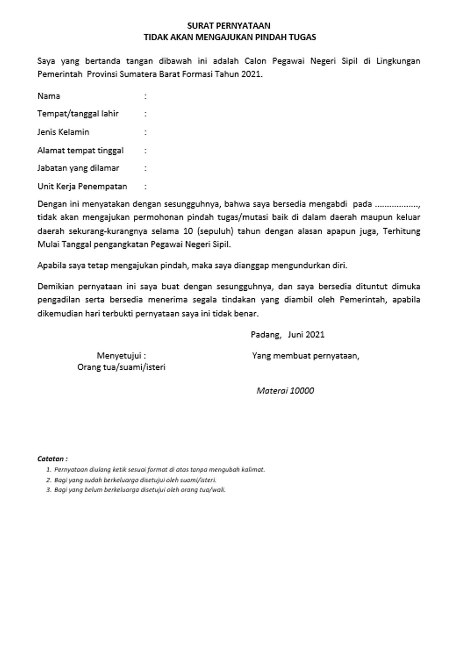 Contoh Surat Lamaran Cpns Ke Provinsi