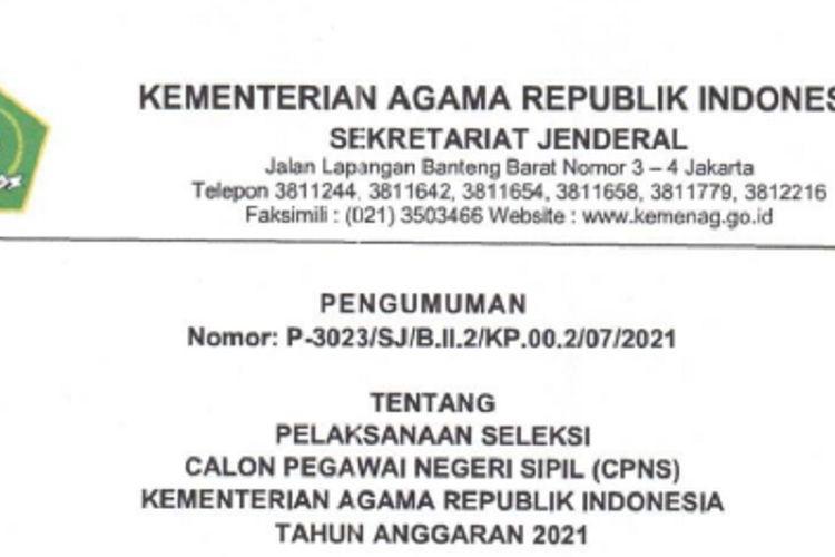 Contoh Surat Lamaran Cpns Kemenag Kanwil Makassar