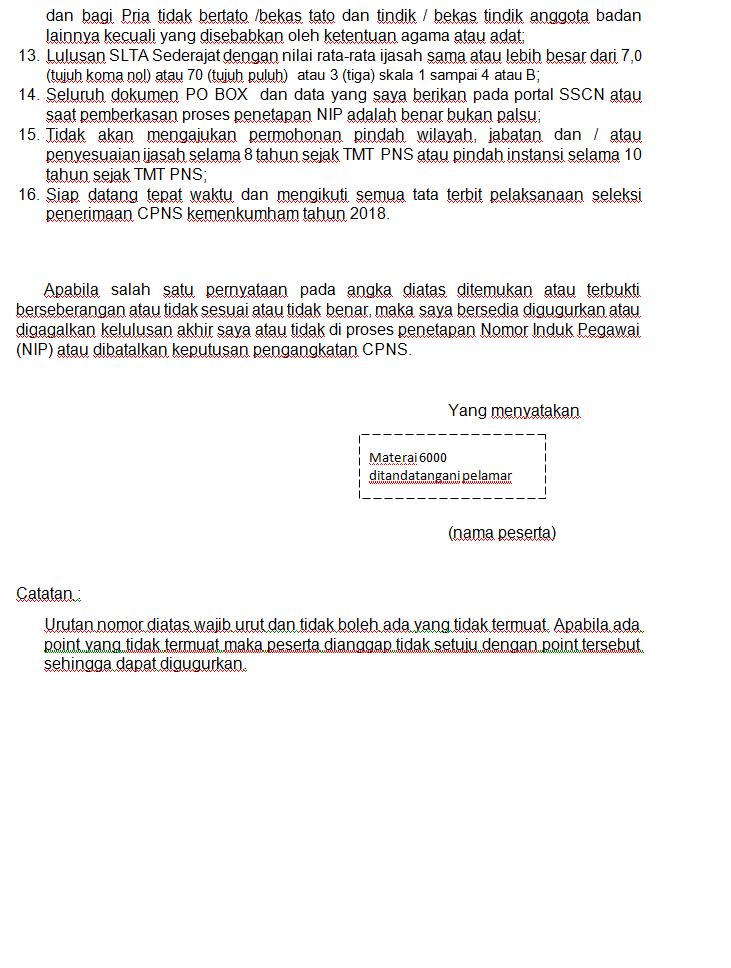 Contoh Surat Lamaran Cpns Kemenkumham Yang Benar