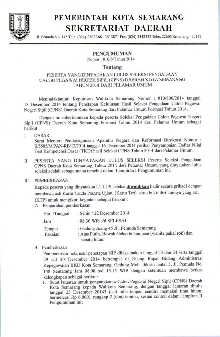 Contoh Surat Lamaran Cpns Kota Pekalongan