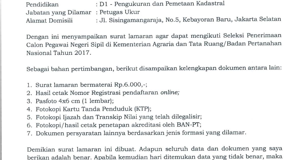 Contoh Surat Lamaran Cpns Menteri Kelautan Dan Perikanan 2019
