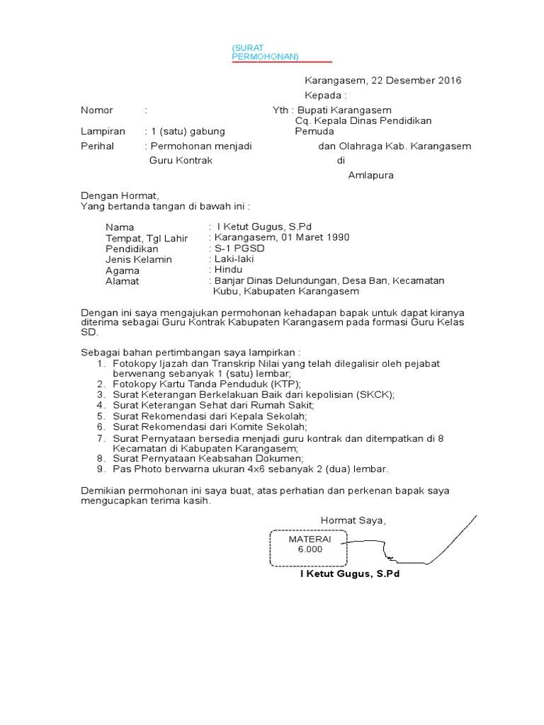 Contoh Surat Lamaran Cpns Pemerintah Kota Banjar