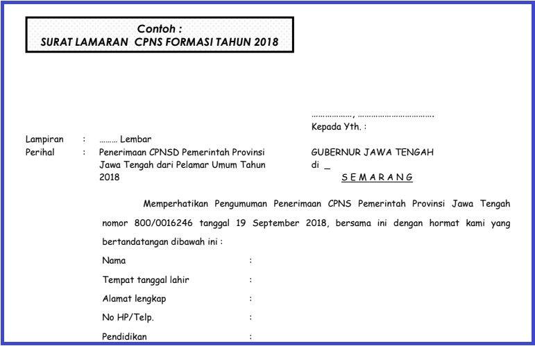 Contoh Surat Lamaran Cpns Pemprov Jateng 209