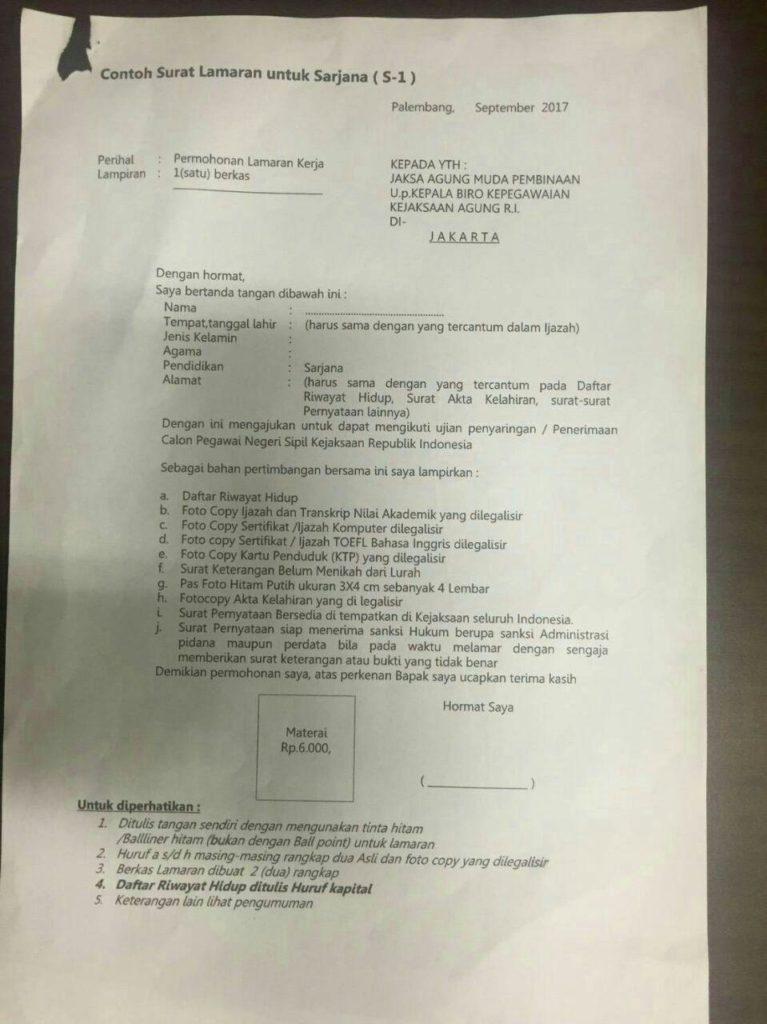 Contoh Surat Lamaran Cpns Provinsi Jawa Barat 2019