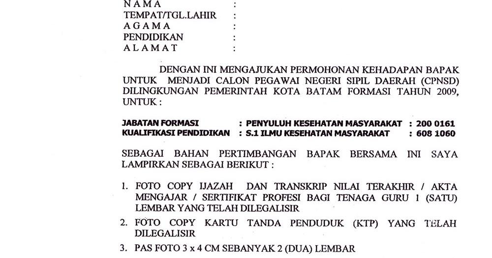 Contoh Surat Lamaran Cpns Wilayah Banten