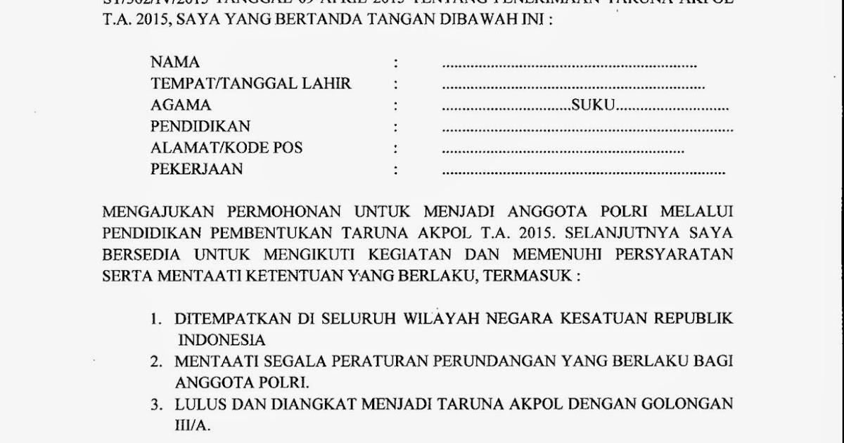 Contoh Surat Lamaran Daftar Polisi