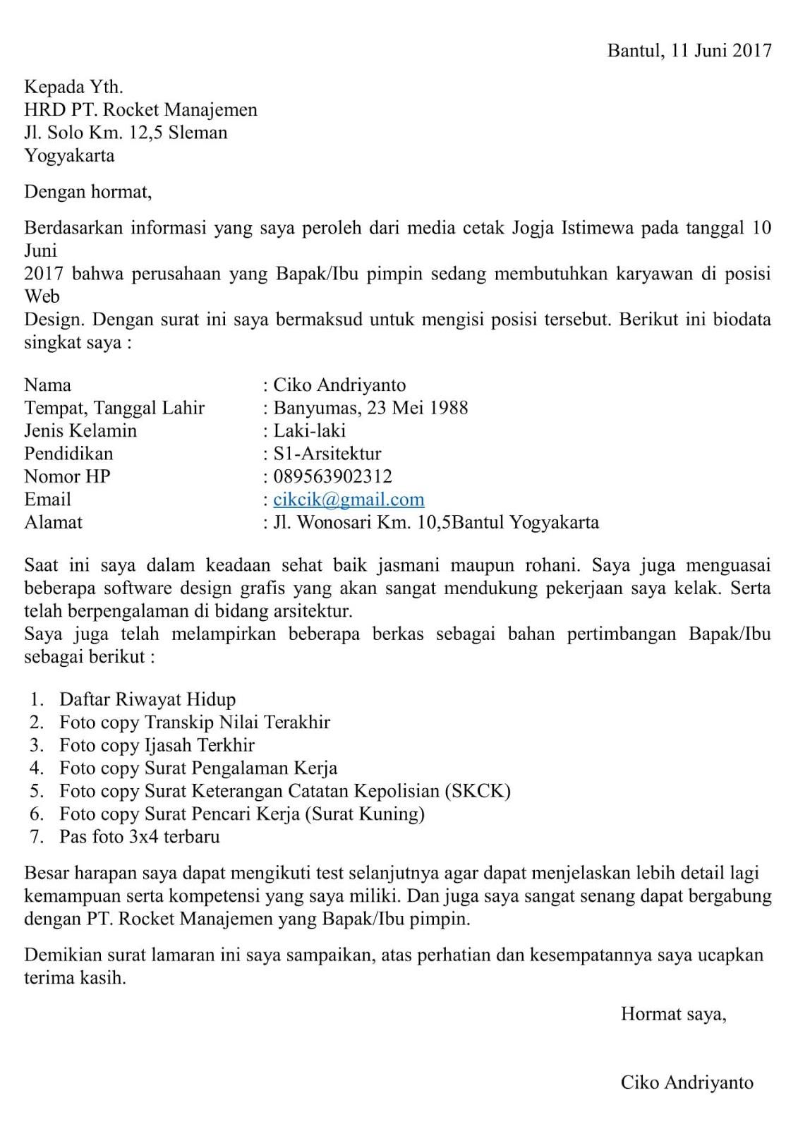 Contoh Surat Lamaran Dan Daftar Riwayat Hidup Pdf