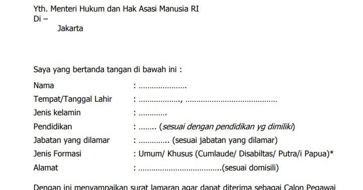 Contoh Surat Lamaran Dan Surat Keterangan Kemenkumham
