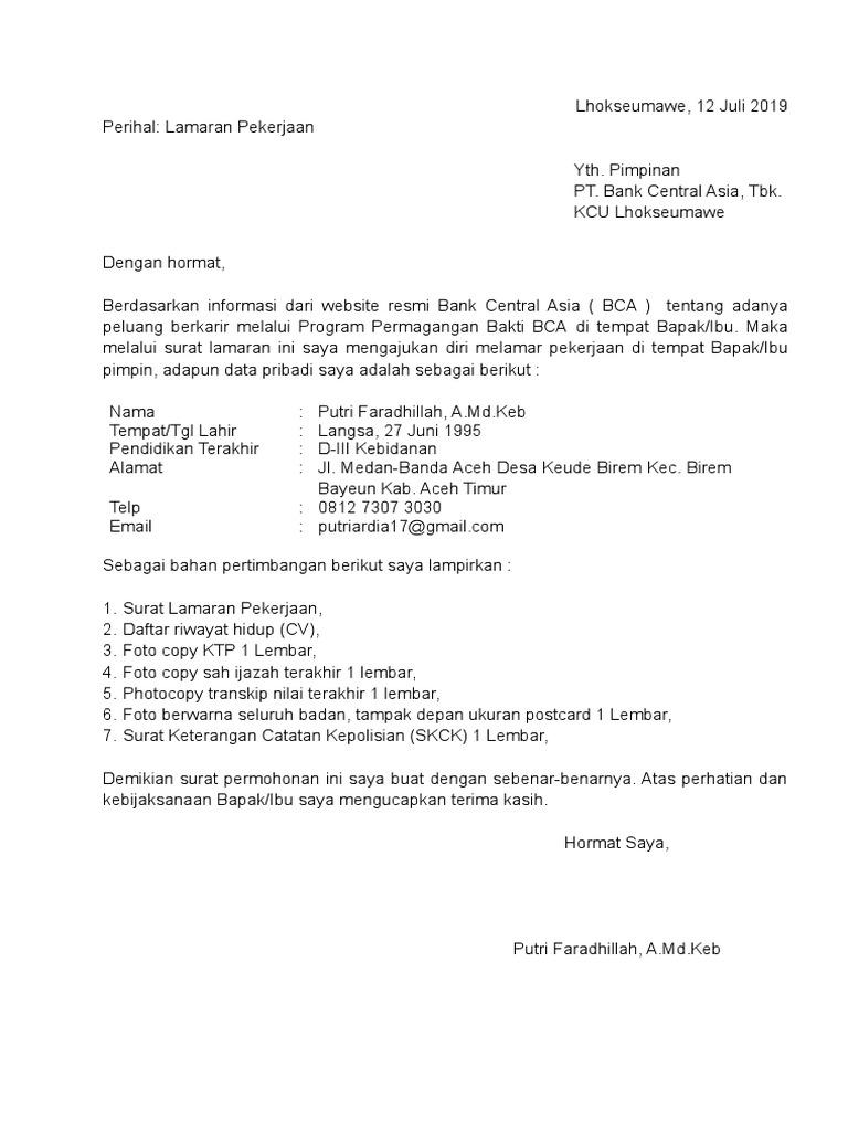 Contoh Surat Lamaran Dari Web