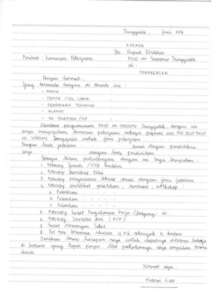 Contoh Surat Lamaran Di Rumah Sakit Docx