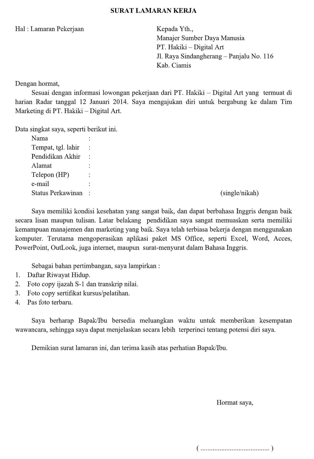 Contoh Surat Lamaran Di Timezone