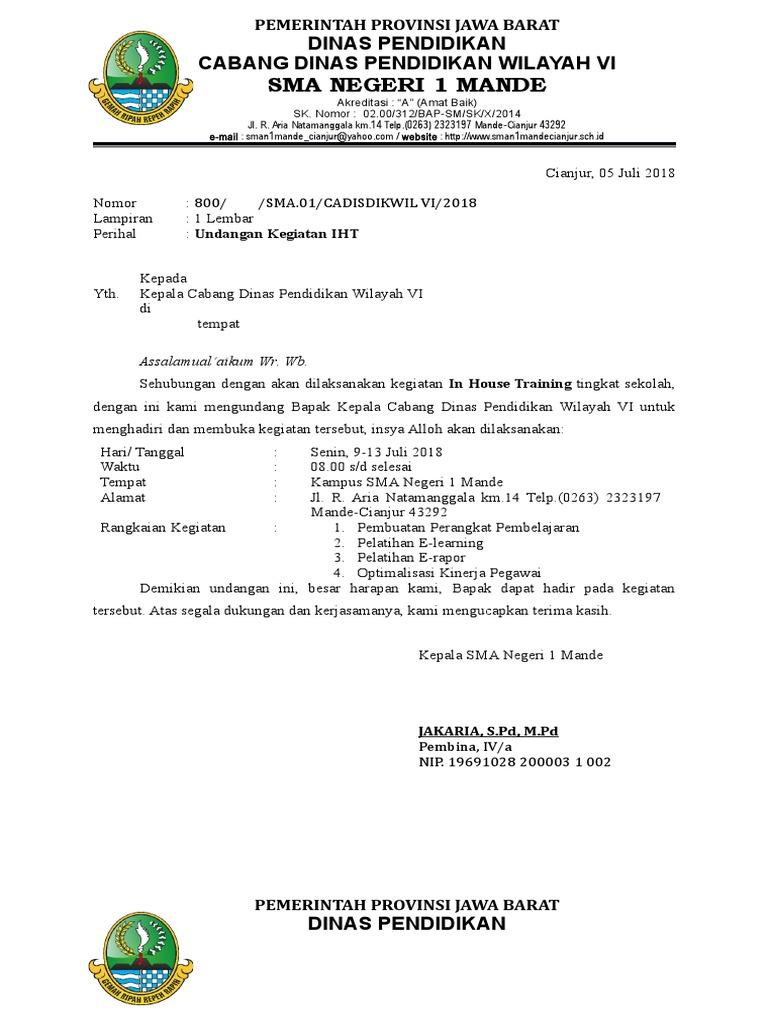 Contoh Surat Lamaran Dinas Pendidikan Provinsi Jawa Barat
