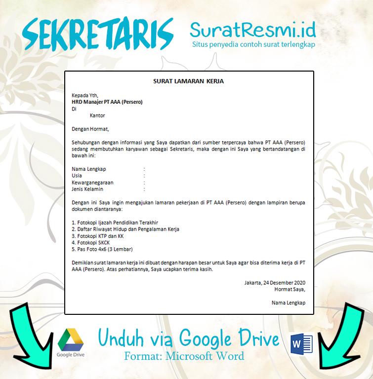 Contoh Surat Lamaran Diterima Oleh Hrd